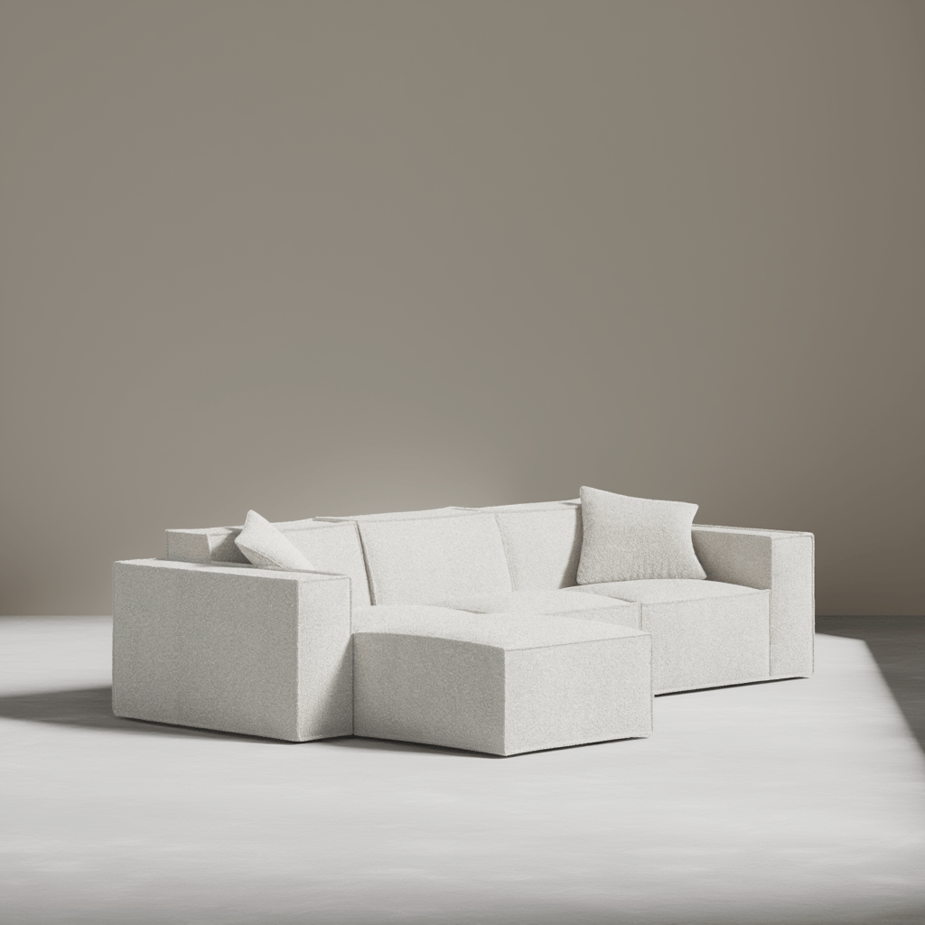 Canapé Modulable 3 Places en L / Collection M – Tissu Vegan Déperlant, Assemblage Facile et Design Minimaliste - Atelier NUBO