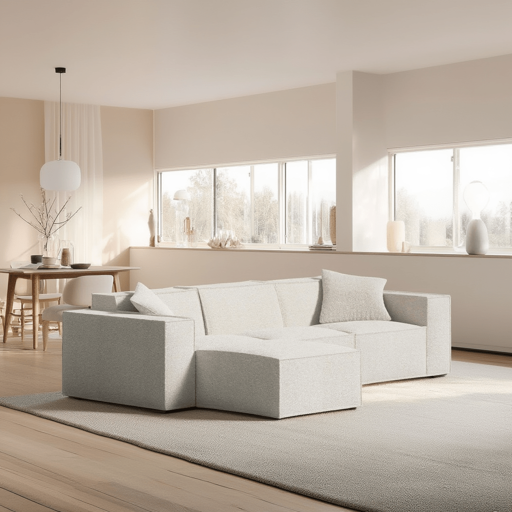 Canapé Modulable 3 Places en L / Collection M – Tissu Vegan Déperlant, Assemblage Facile et Design Minimaliste - Atelier NUBO